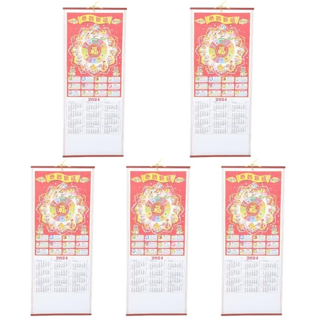 5 COUNT PAPER 2024 Zodiac Wall Calendar Office Year The Dragon
