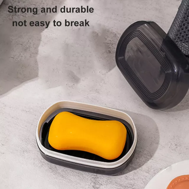Black Soap Holder Plastic With Lid Compact Bathroom For Travel Strong Sealing