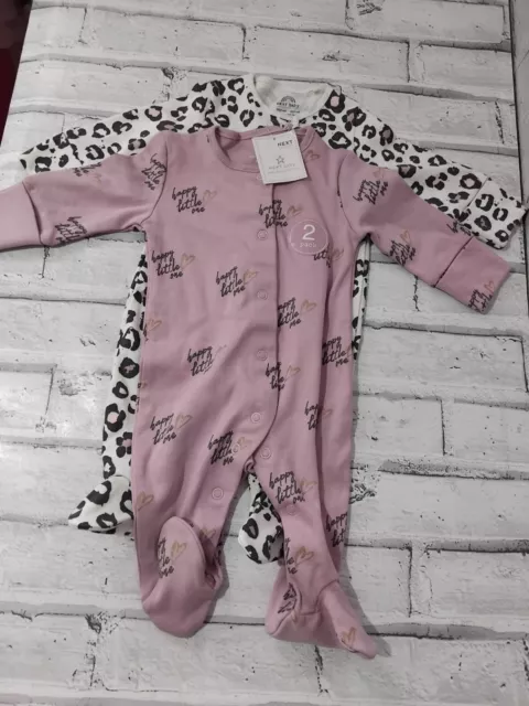 NUEVO CON ETIQUETAS NEXT Baby Girls Set de 2 Traje Premado Bebé Crecimiento Traje Para Dormir Hasta 1 Mes