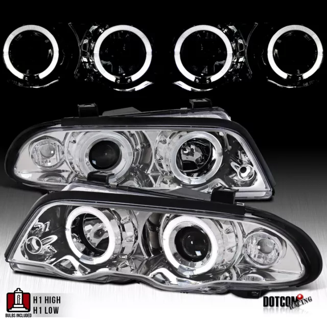 Fit 1999-2001 BMW E46 323i 325i 328i Dual LED Halo Projector Headlights Lamps