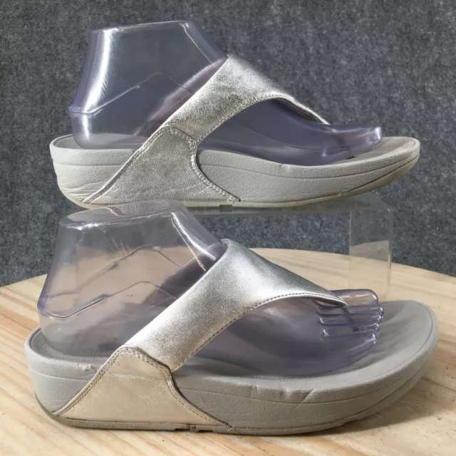 Fitflop Sandals Womens 8.5 Flip Flop Thong Silver Toe-Post Wedge Comfort 188-011