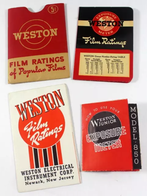 Vintage Weston Electrical Instrument Corp Film Ratings & Exposure Meter Booklets