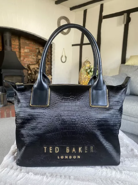 🌻 NEW! Ted Baker Shoulder / Tote / Grab / Hand Bag - Black Satin - GORGEOUS 🌻