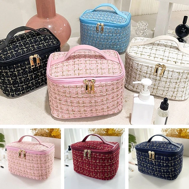 Portable Sac de maquillage Sac cosmétique de voyage Tissage Grande capacité