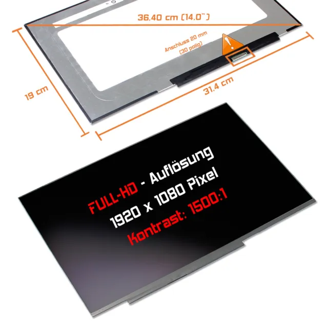 14,0" LED Display matt passend für Lenovo FRU 5D10W69926 IPS Low Power Full-HD