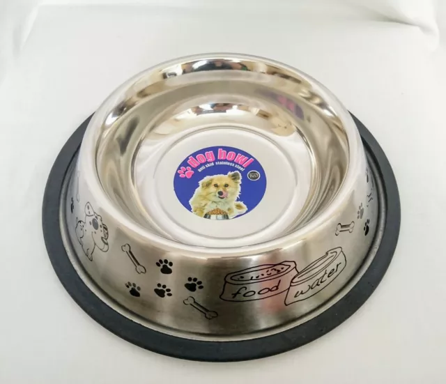 Large Stainless Steel Dog Bowl Non Slip Small Pet Food Water Feeding Bowls Dish