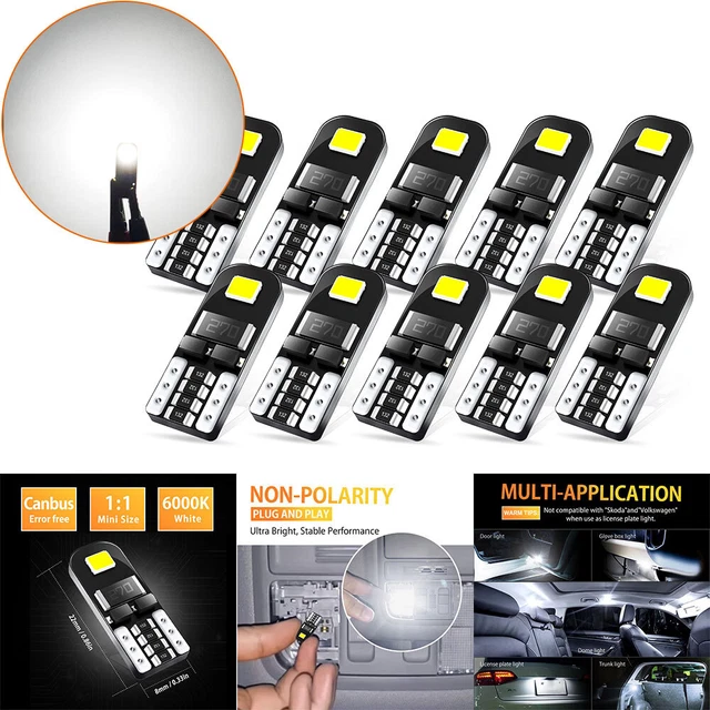 AUXITO 10/20X T10 White LED License Plate Light Car Interior Bulbs 168 2825 194
