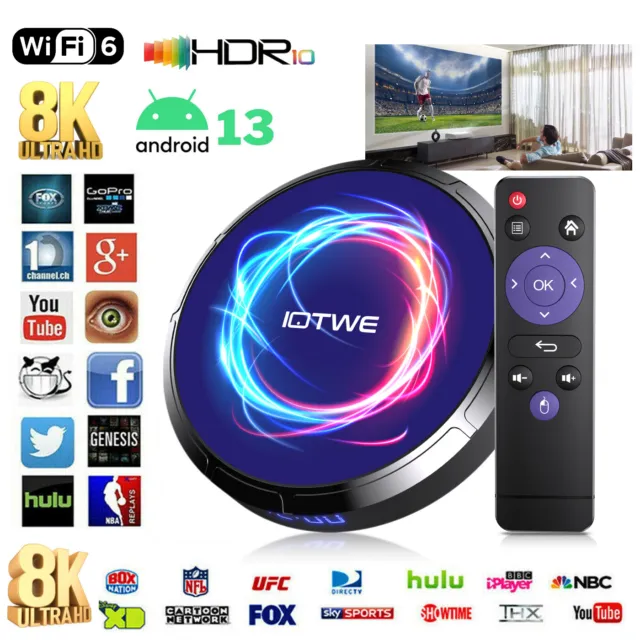 2024 Upgraded TV Box Android 13.0 Smart 5G WiFi6 8K UHD Media Stream Player NEW