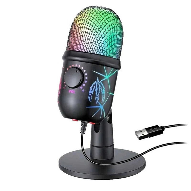 NanoRS RS710 Microfono da Gioco Gaming a LED USB YouTube streaming 1.5m Sensibilità 21 dB Win Xp/Vista / 7/8 / 8.1/10