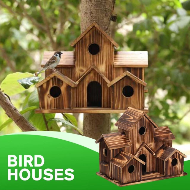 5 HOLE BIRD House Room Bird Houses for 5 Bird Families Bluebird Finch