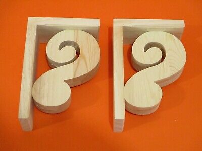 2 Wood Corbels Brackets 7 1/4" X 2 3/8" x 4 3/4" Shelf Mantle Support Bracket