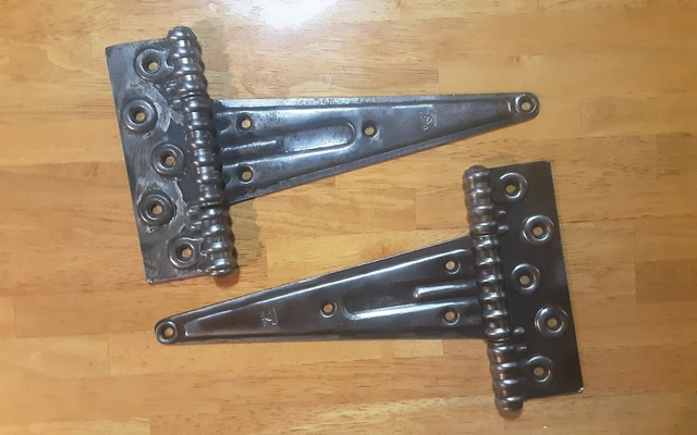 Lot of 2 Stanley Sweetheart Logo 12.25" Gate / Barn Door T-Hinge / Strap Hinges