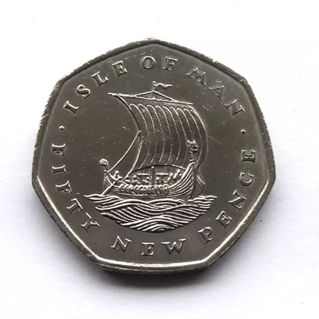 1975 ISLE OF MAN VIKING SHIP 50p COIN - NO DIE - IoM MANX