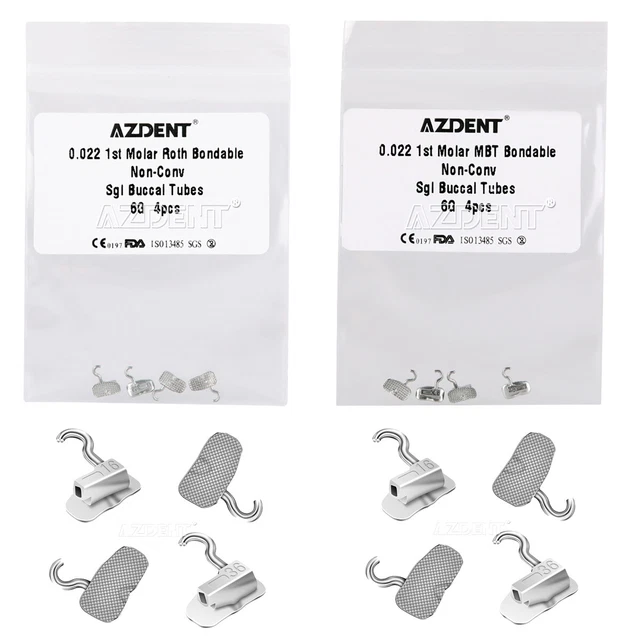 Dental Orthodontic 1st Molar Bondable Buccal Tube With Sliding Crimpable Hooks