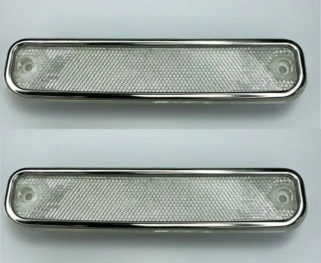 Pair Clear Side Marker Lights w/ Trim For 1973-1980 Chevrolet & GMC Truck