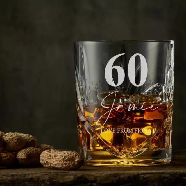 Engraved Personalised 60th Birthday Crystal Cut Whiskey Glass BOH100-8