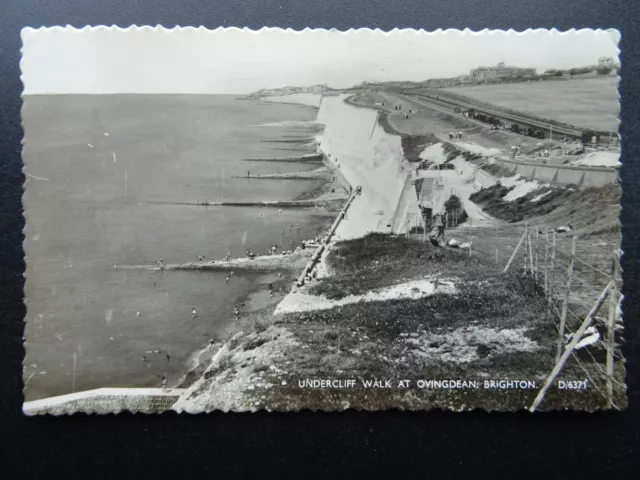 Sussex BRIGHTON Undercliff Walk at OVINGDEAN c1950s RP Postcard by Shoesmith
