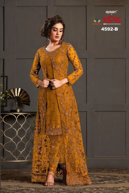 Natale Pakistan Indiano Festa Anarkali Salwar Kameez Abito da Sposa Tradizionale
