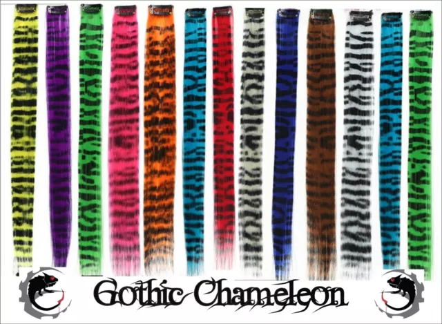 1 Tiger Stripe Clip in 18 inch Handmade Hair Extension 12 Colours Heat Resistant