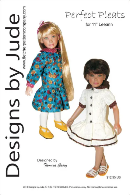 Pleated Dress Doll Clothes Sewing Pattern 11" Leeann Dolls