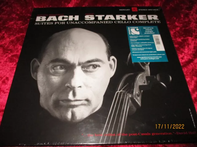 LP-Box-BACH-SUITES CELLO COMPLETE-Janos Starker-MERCURY-STEREO-SR 3-9016--NEU !-