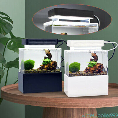 Fish LED Aquarium Tank Betta Breeding Building Desktop Small Tank + Pump Quiet 3