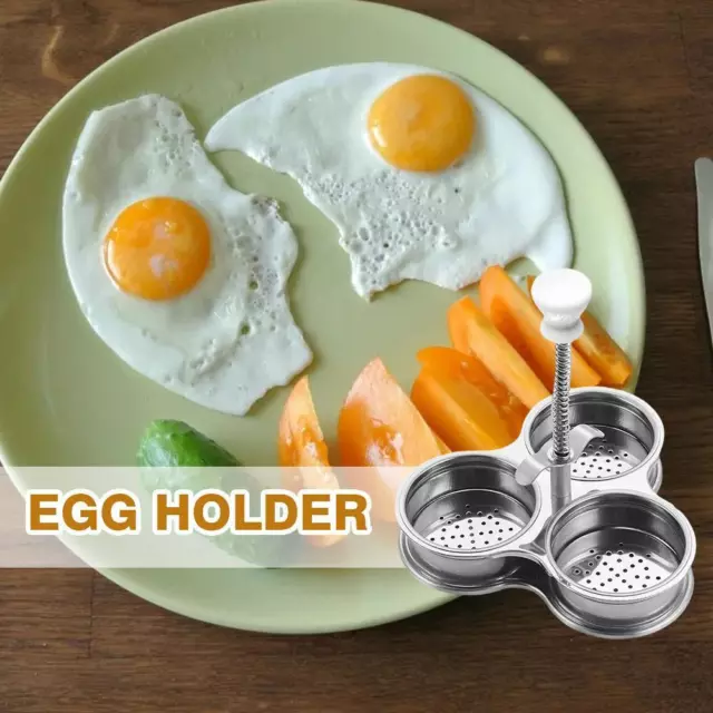 Stainless Steel Egg Poacher 3 Grid Steamer Eggs Boiler Function Kitc B7N8 S2M4