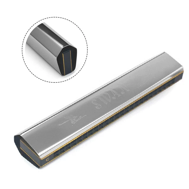 24 trous harmonica orgue bouche cadeaux durables métal corps métal roseaux arg