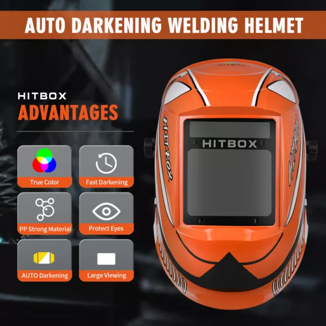 Large View Solar Auto Darkening Welding Helmet Mig Arc Tig Mask Grinding Welder