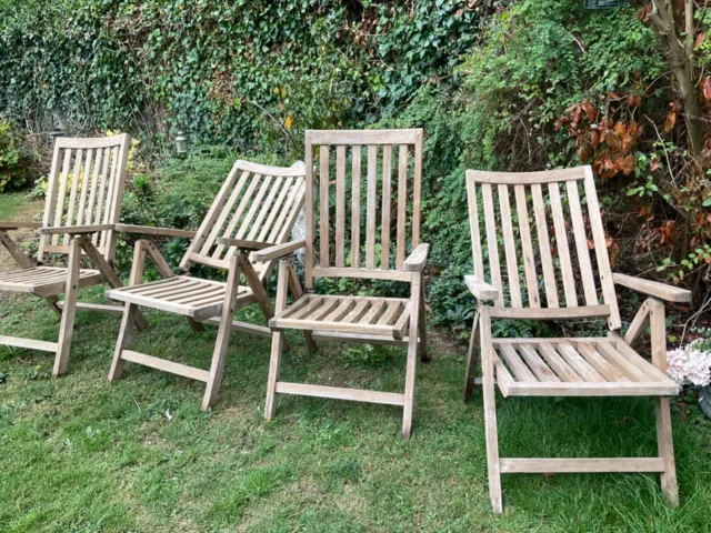 Garden Chairs Teak Hardwood Very Heavy Recliner Quality. Pair. 2