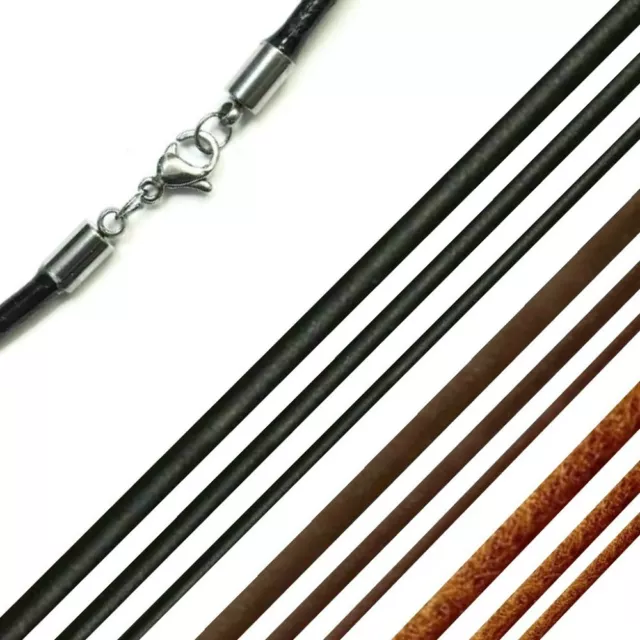 19Cm - 80Cm Leder Halskette Kette Schwarz Braun Lederkette Lederband Halsband