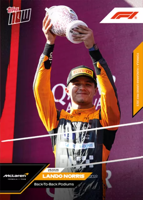 ➠ Topps Now Formula 1 2023 #034 Lando Norris - McLaren F1 Team