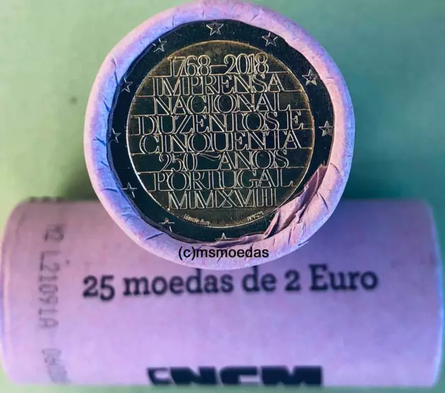 Portugal 2 Euro Rolle 2018 INCM Prägeanstalt mit 25 x 2 Euro Gedenkmünzen roll