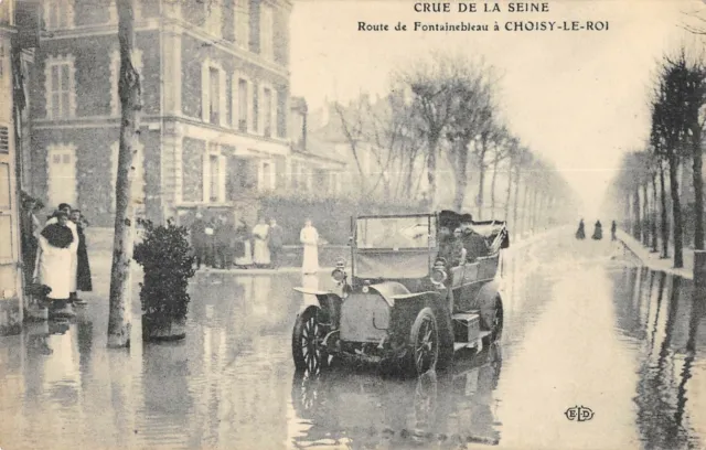 Cpa 94 Route De Fontainebleau A Choisy Le Roi Inondations