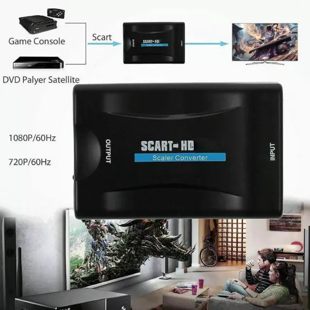 1080P SCART to HDMI-compatible Video Audio Upscale Converter HD Receiver TV (EU)