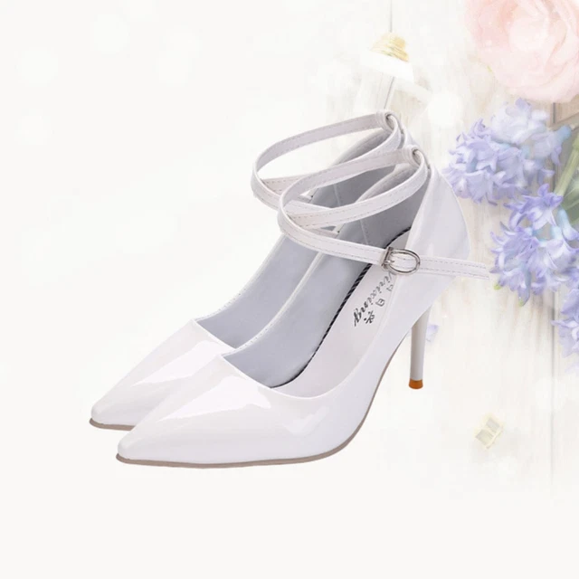 Women Pumps Work Stiletto White Pumps Fashion Heels Women One Word Belt 2