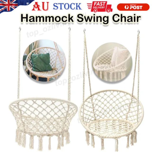 Hammock Swing Chair Metal Frame Cotton Rope Macrame Hanging Chair Swing Seat AUS