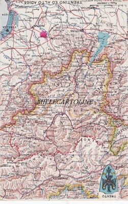 TRENTO Alto Adige cartolina con cartina geografica del Trentino 
