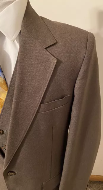 Vintage Sears The Comfort Suit Sz 40L Solid Brown Polyester 2 Piece Vest 2