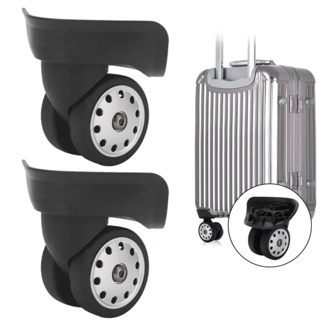 (L Black)1 Pair Swivel Caster Wheels Wear-Resistant Mute Luggage Suitcase