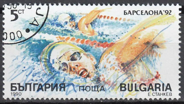 Bulgarien gestempelt Sport Olympia Sommer Spanien 1992 Schwimmen Kraulen / 619