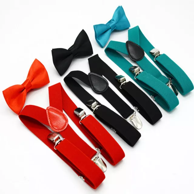 Matching Brace Suspenders And Bow Tie Set Kids Baby Boys Wedding Formal Sale Top