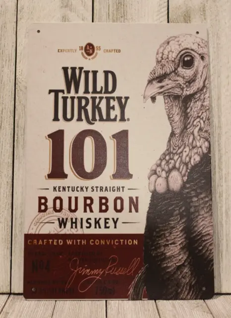 Wild Turkey Bourbon Tin Metal Poster Sign Whiskey Bar Liquor Store Man Cave XZ