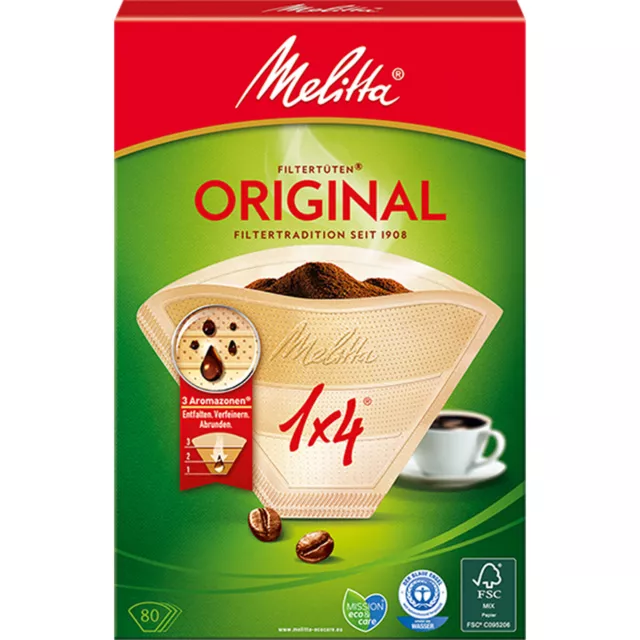 Melitta Original Filtre à Café Sac Filtre 1x4 Naturel 80 Pièces