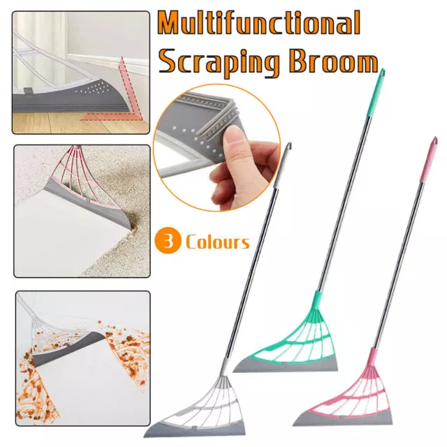GREY MAGIC SILICONE Broom Lengthen Floor Cleaning Squeegee Pet Hair Dust  Brooms $12.29 - PicClick AU