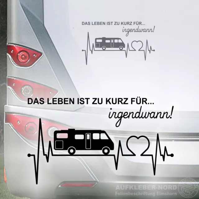 Herzschlag Wohnwagen Das Leben 40cm Spruch Heck Auto Aufkleber Camper  Urlaub B51
