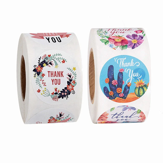 2 Rollen schick danke Worte Aufkleber Blumenmuster DIY Aufkleber Backen