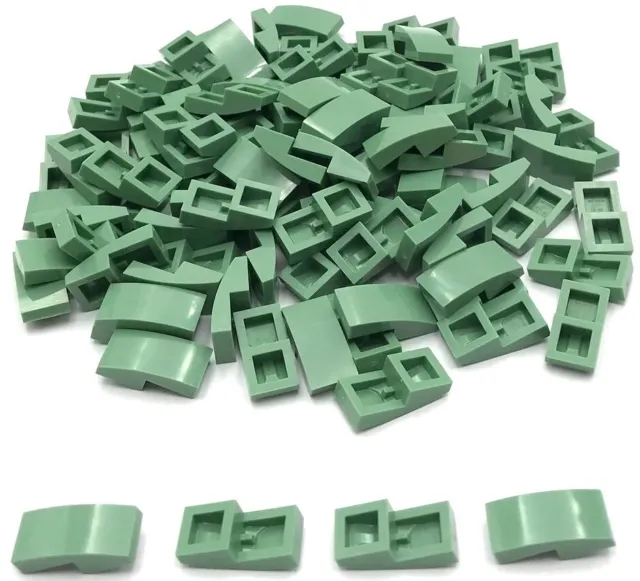 LEGO 100 Nuevo Arena Verde Pendiente Inclinado Curvo 2 x 1 X 2/3 Partes
