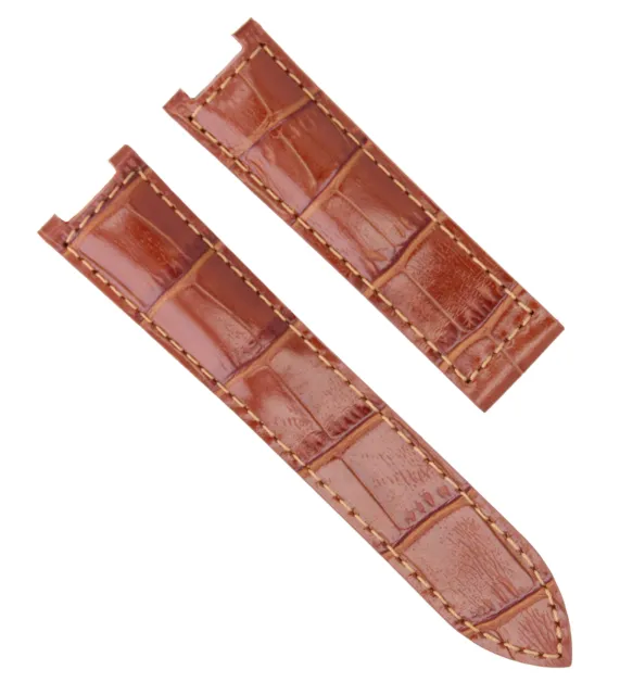 Leather Watch Strap Band Deployment Clasp For 35Mm Cartier Pasha Watch 18Mm Tan