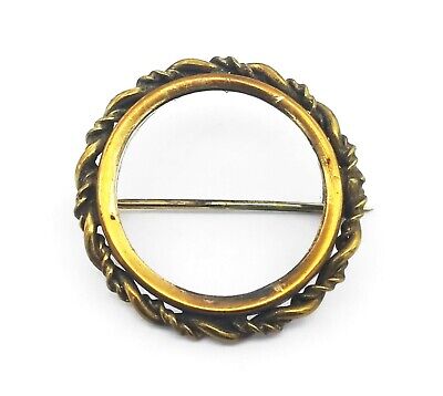 Antique Round Deco Victorian Yellow Gold Filled Pin Brooch  Frame #B28